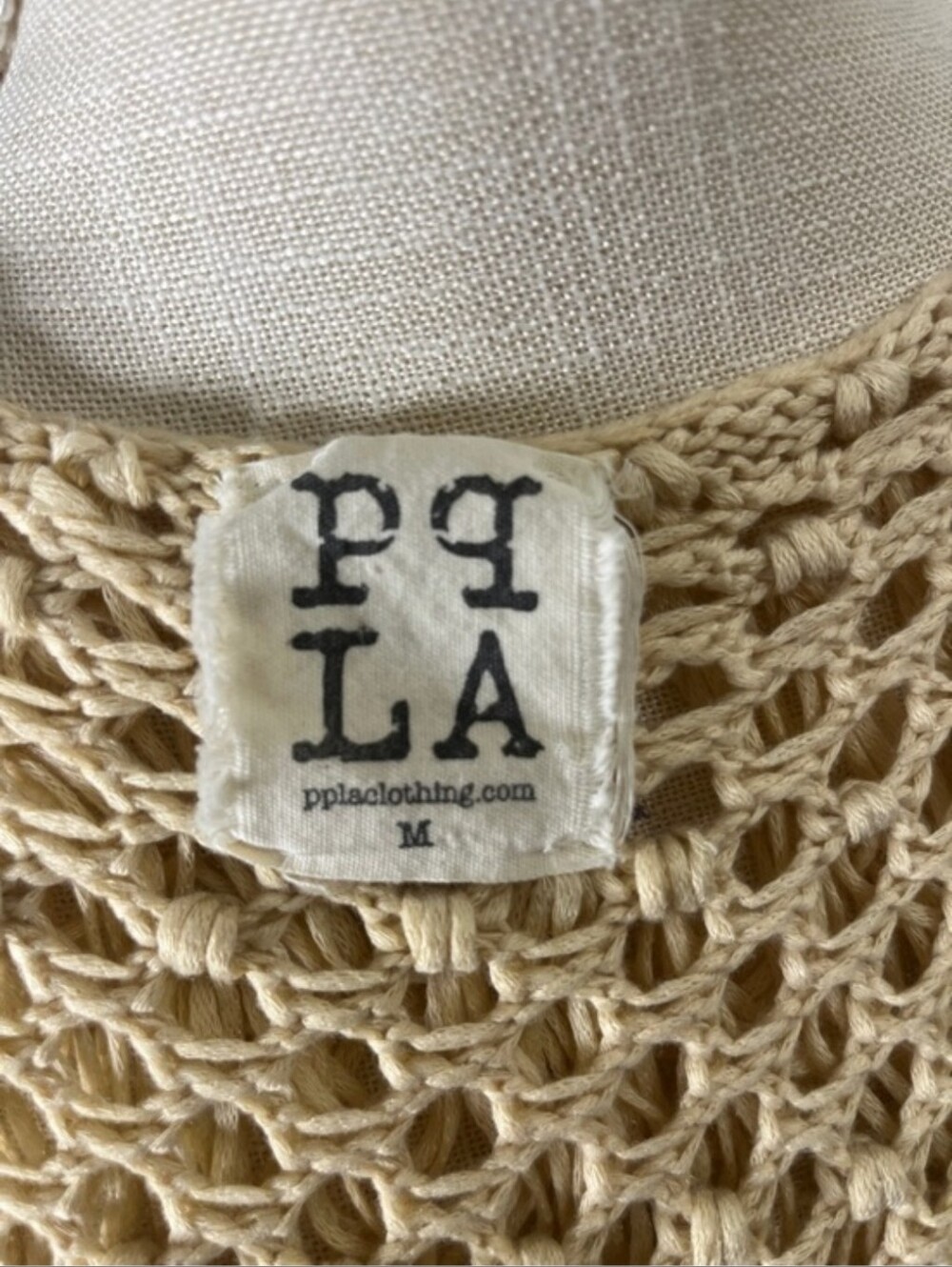 PPLA Flounder Fringe Vest Knit Boho Sleeveless Duster in Cream Size Medium - Picture 12 of 14